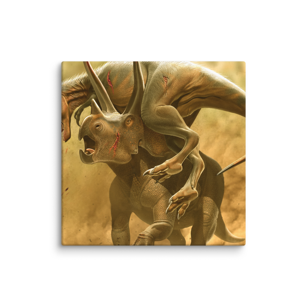 Triceratops vs Juvenile Tyrannosaurus canvas
