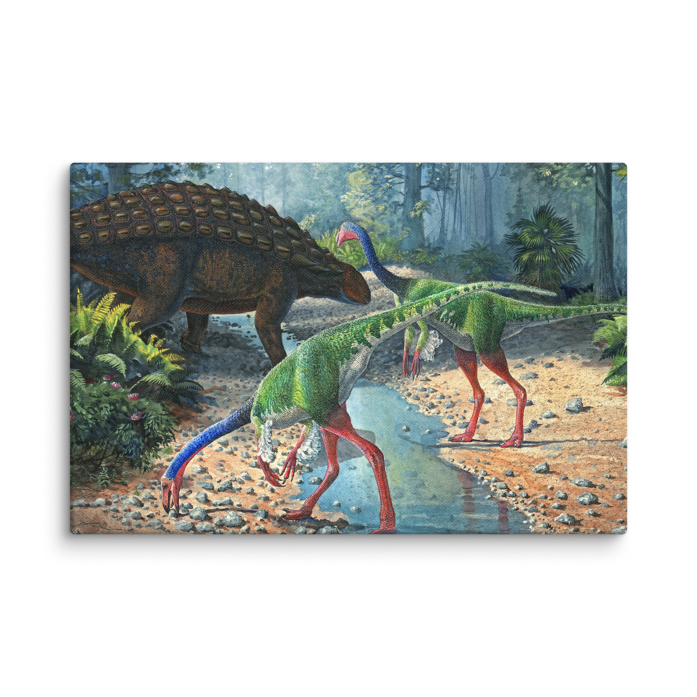 Ornithomimus and Panoplosaurus canvas