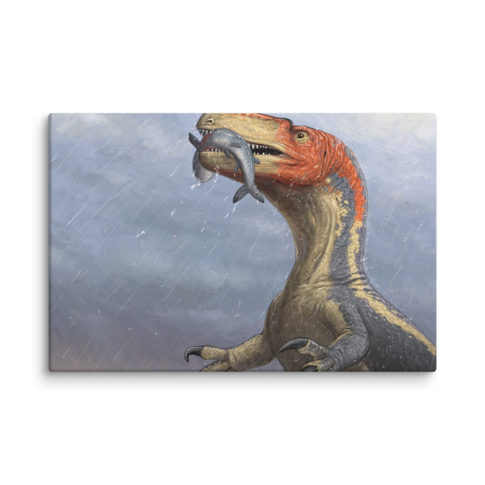 Eustreptospondylus With Fish — Canvas 12×18