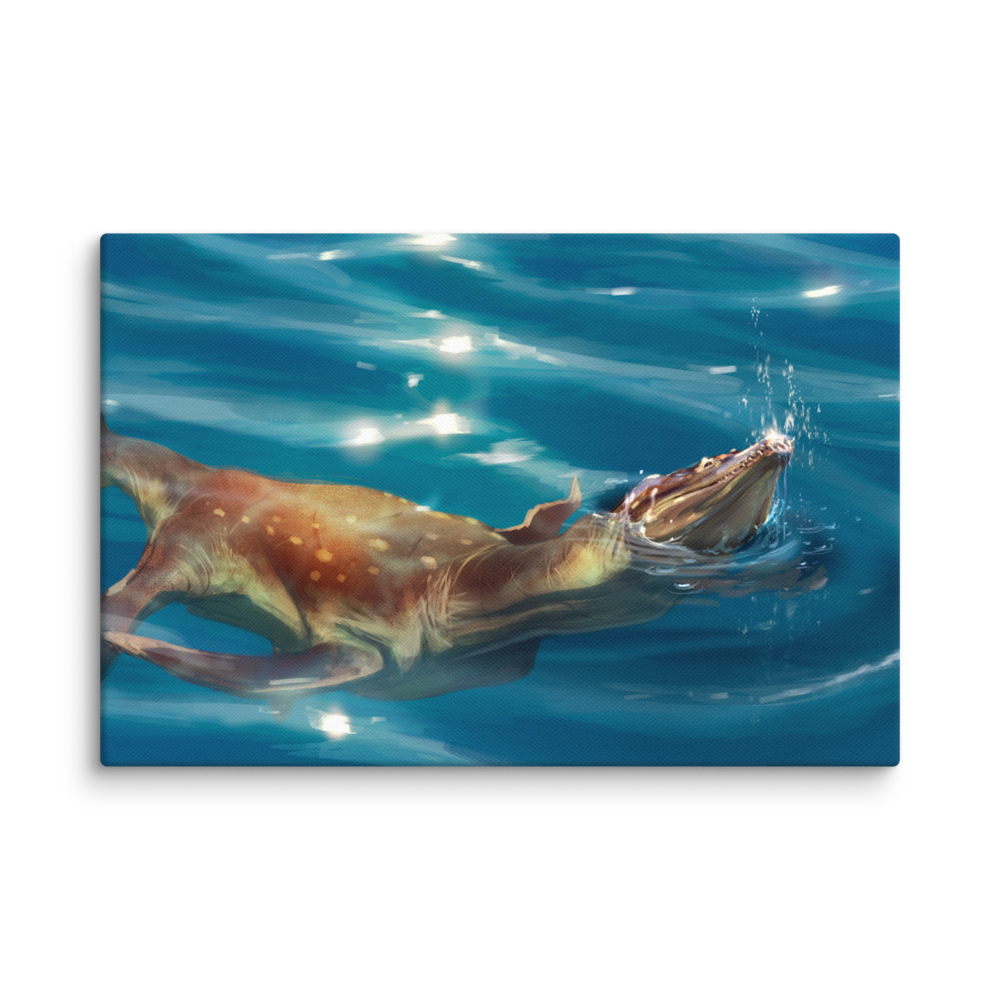 Rhomaleosaurus Taking A Breather — Canvas 12×18