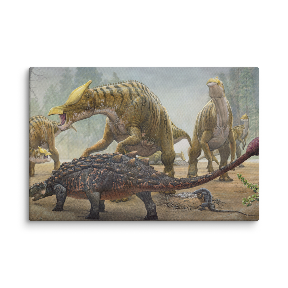 Tarchia Vs saurolophus canvas