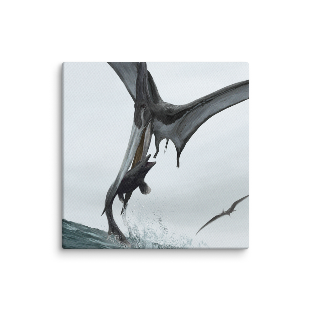 Pteranodon Catches Mosasaur — Canvas 14×14