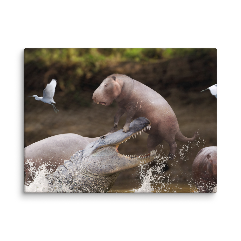 Purussaurus vs Phoberomys — Canvas 18×24