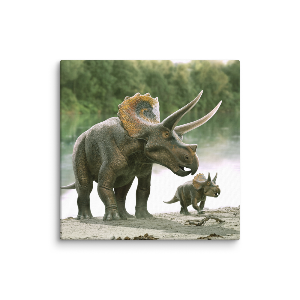 Triceratops With Its Calf — Canvas 20×20