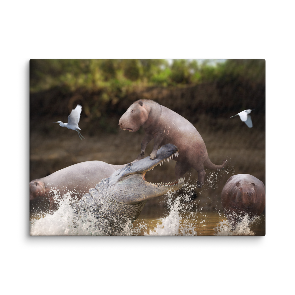 Purussaurus vs Phoberomys — Canvas 24×32