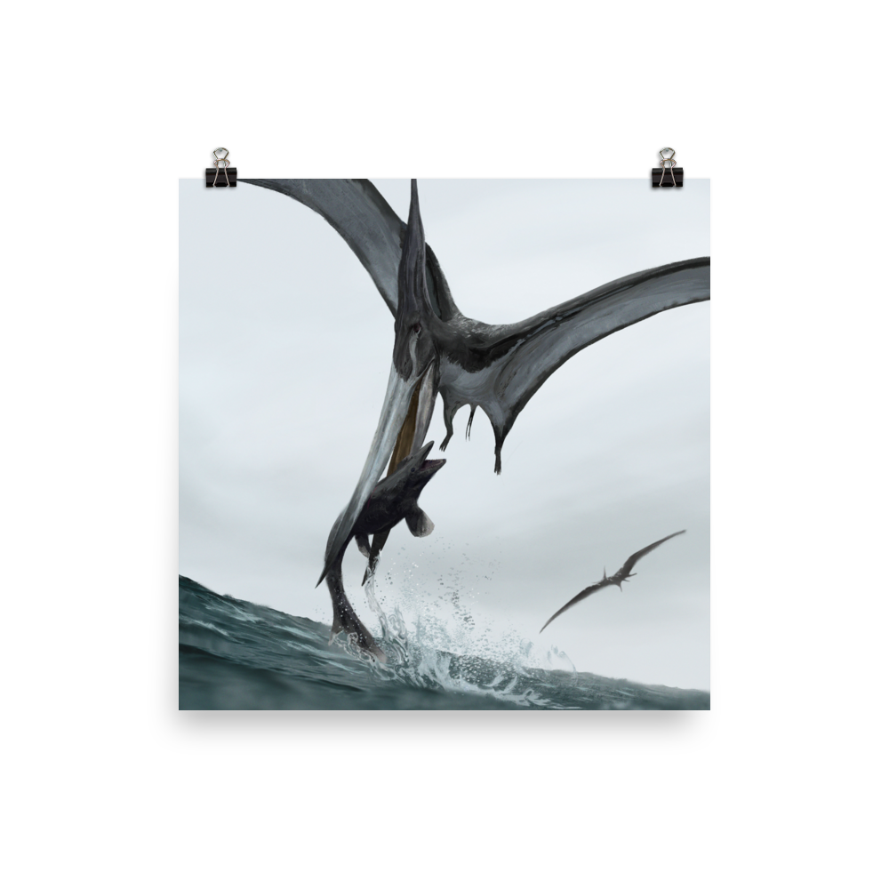 Pteranodon Catches Mosasaur — Poster 12×12