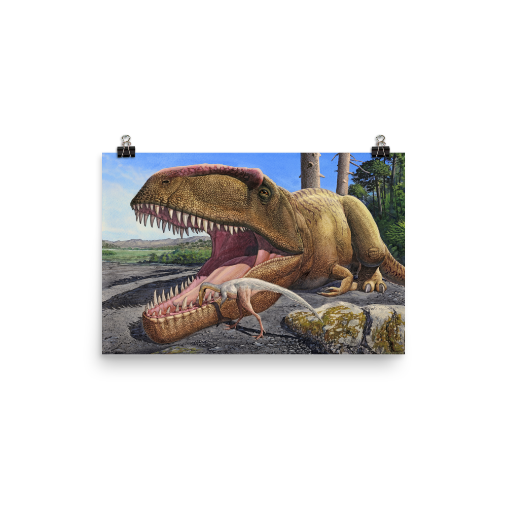 Giganotosaurus carolinii and Alnashetri cerropoliciensis Symbiosis — Poster 12×18