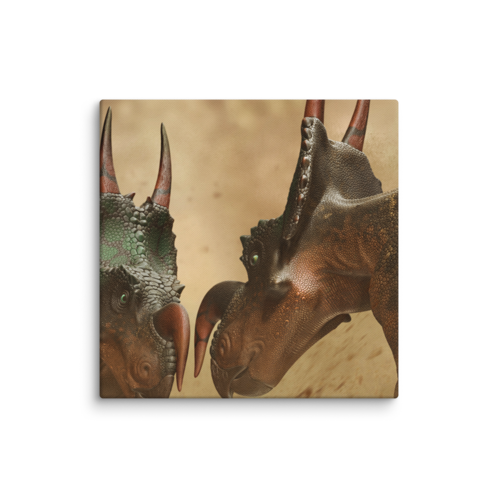 Einiosaurus Fighting — Canvas 12×12