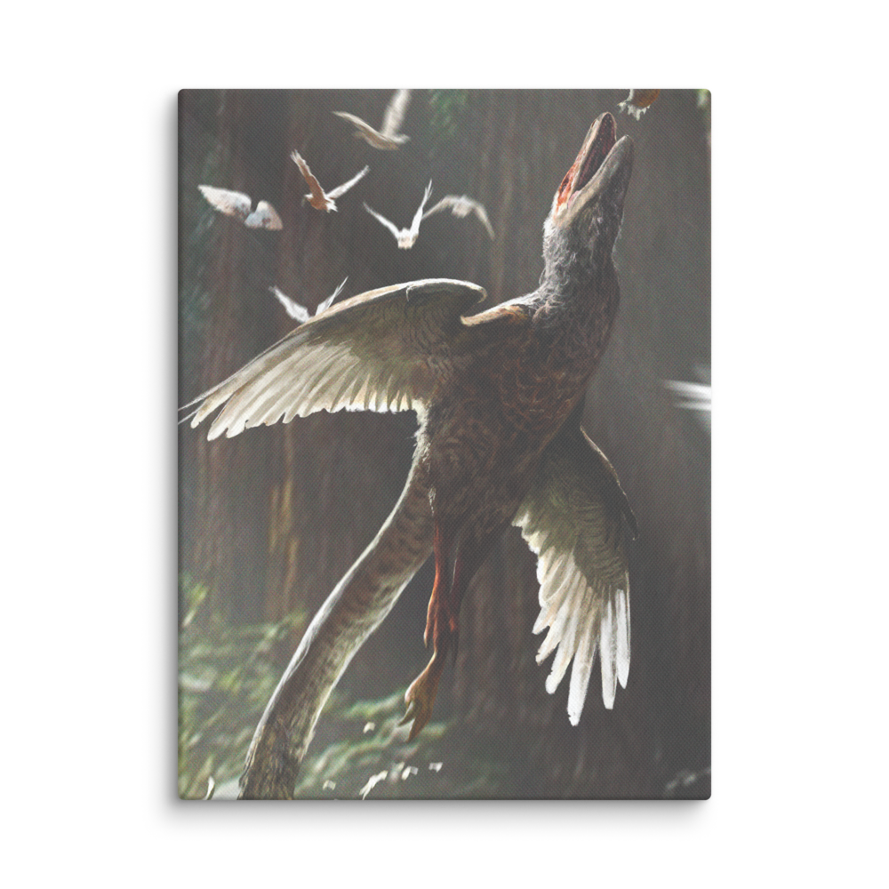 Acheroraptor Hunting Ornithurine — Canvas 12×16