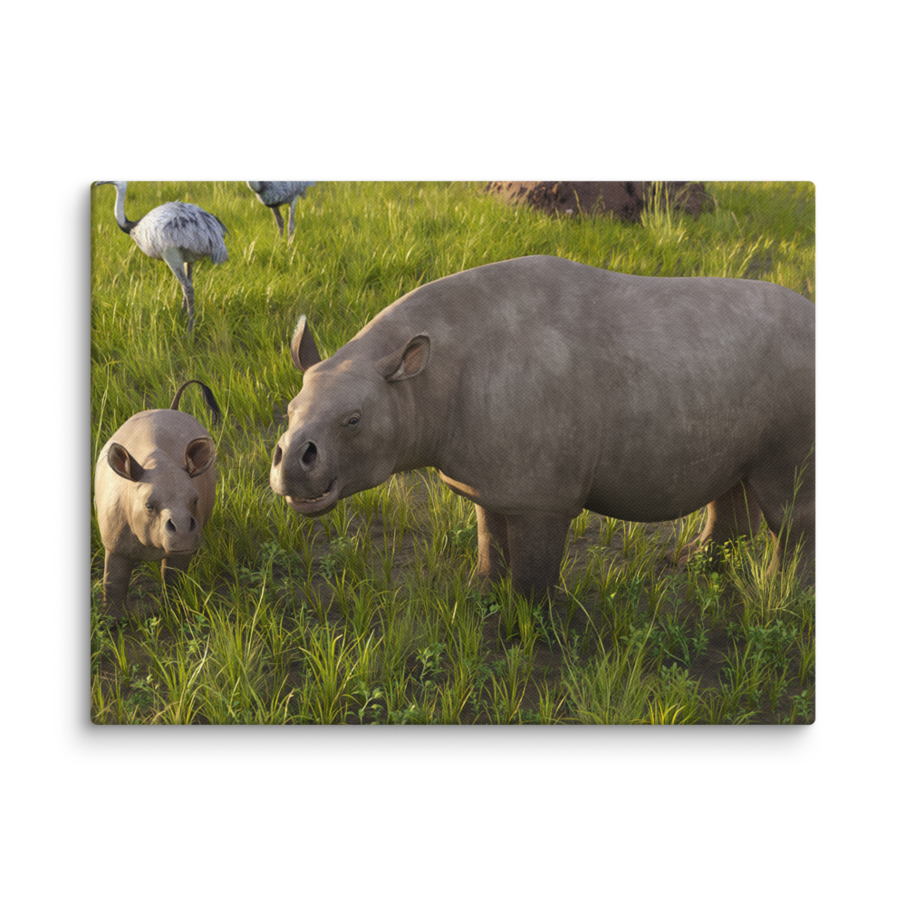 Toxodon and Rheas — Canvas 12×16