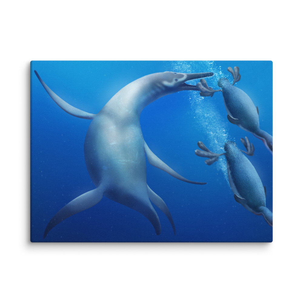 Hesperornis and plesiosaur canvas