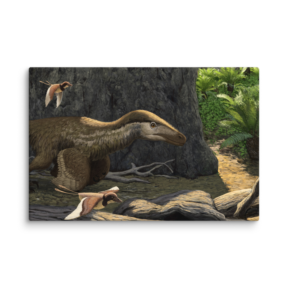Velociraptor And Gobipteryx — Canvas 12×18