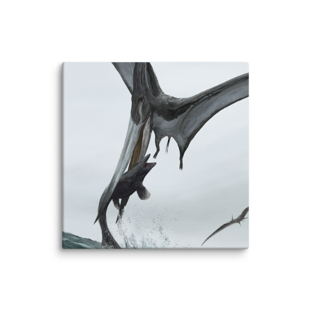 Pteranodon Catches Mosasaur — Canvas 16×16