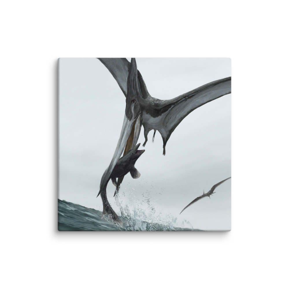 Pteranodon Catches Mosasaur — Canvas 20×20