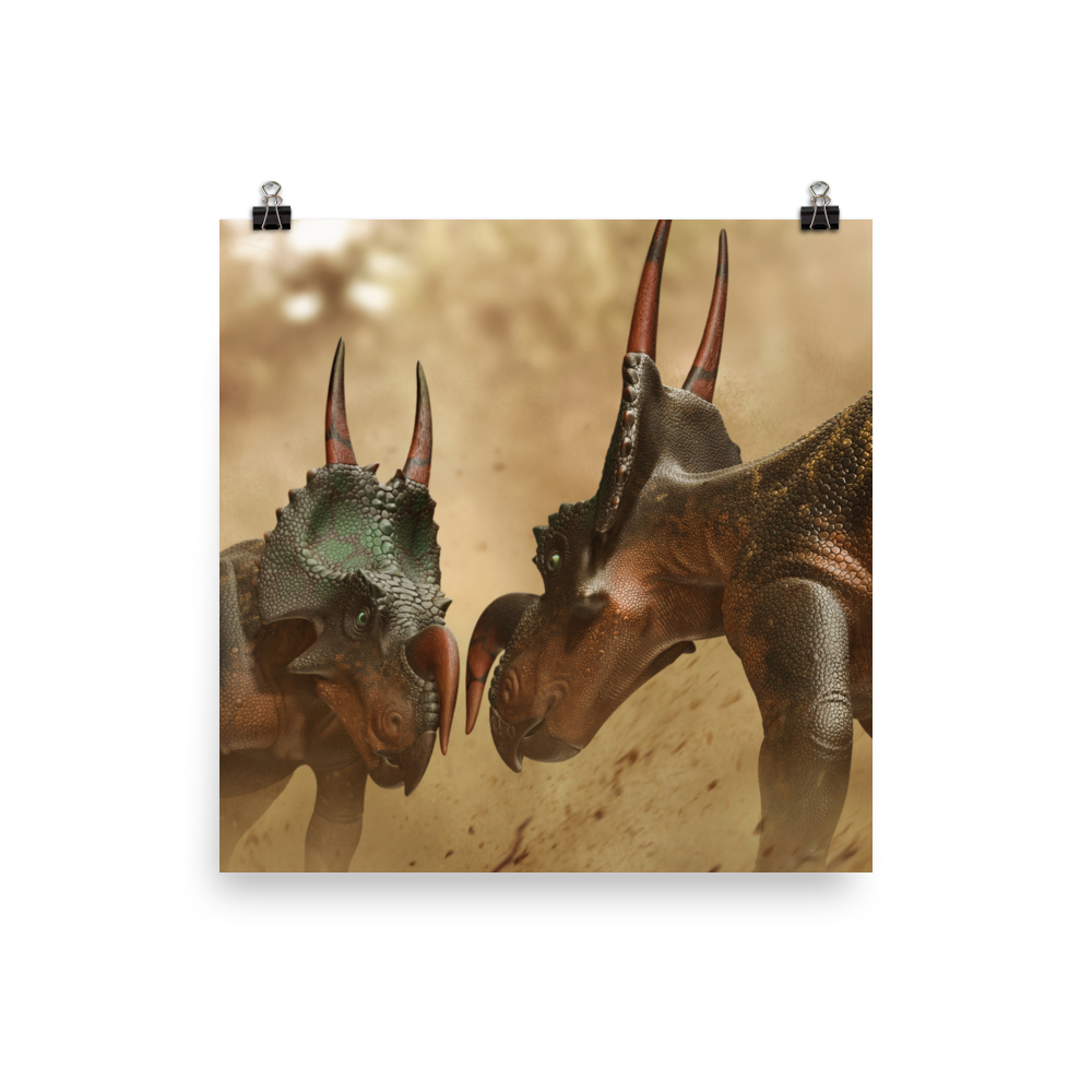 Einiosaurus Fighting — Poster 12×12