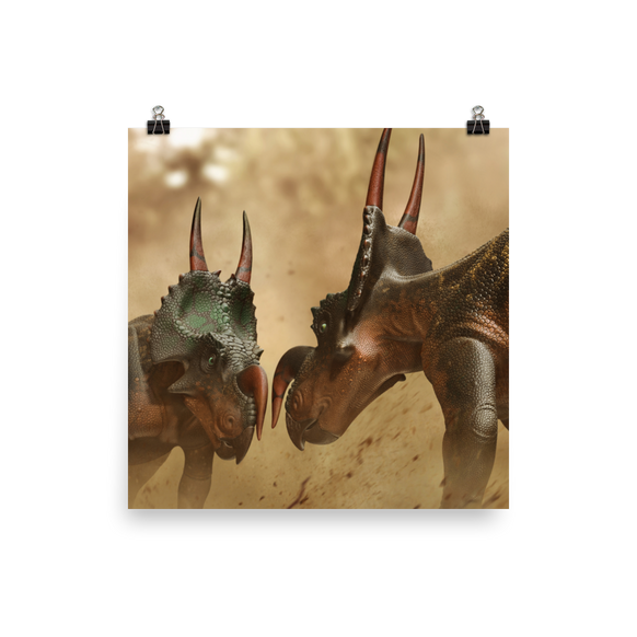 Einiosaurus Fighting — Poster 12×12