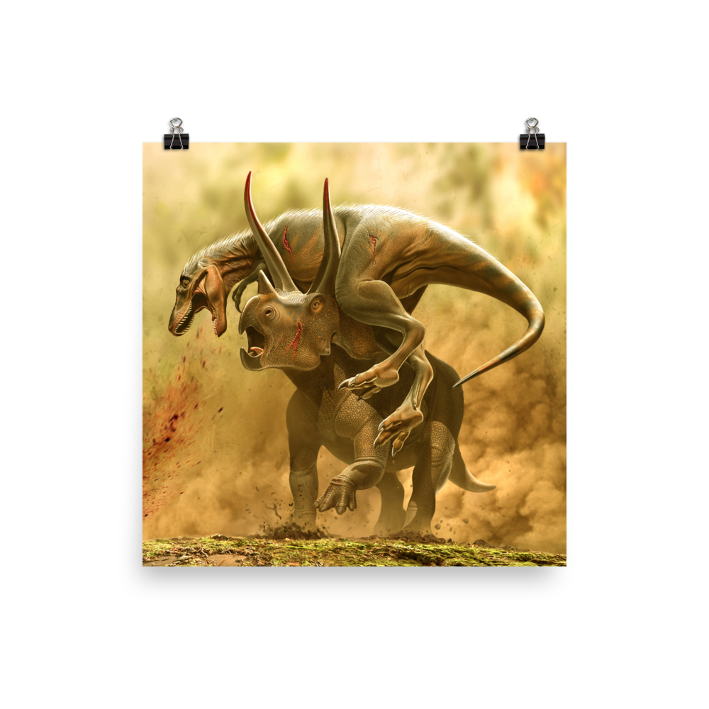 Triceratops vs Juvenile Tyrannosaurus — Poster 12×12