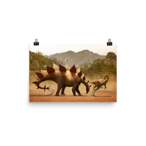 Stegosaurus vs Allosaurus — Poster 12×18