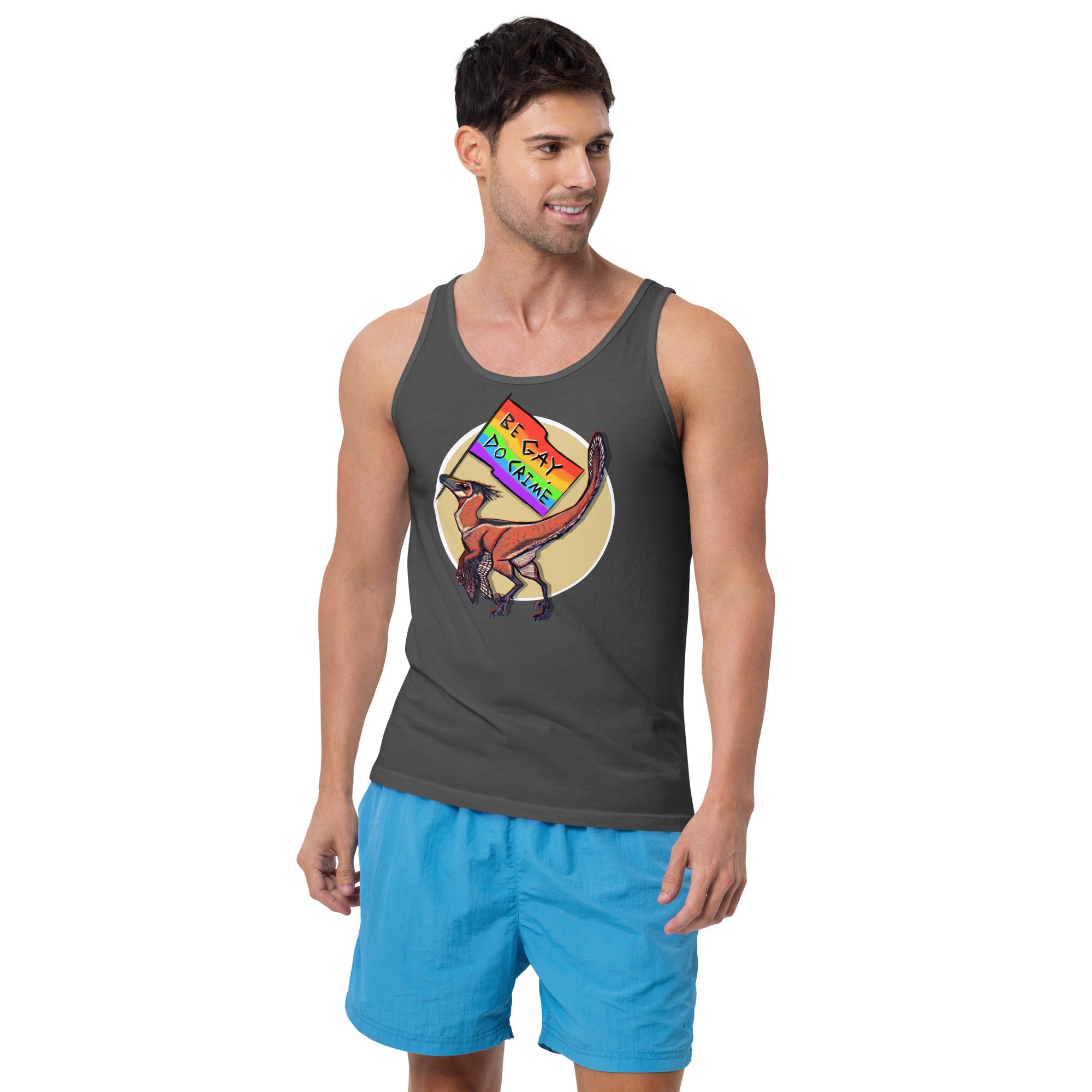 Be Gay Do Crime Velociraptor men's tank top