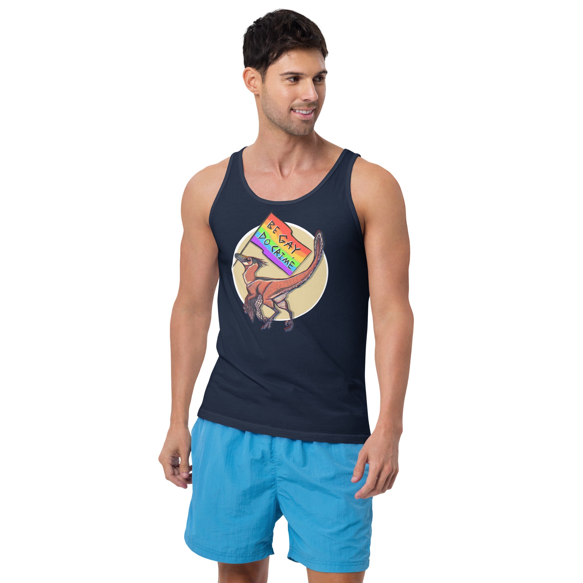 Be Gay Do Crime Velociraptor men's tank top