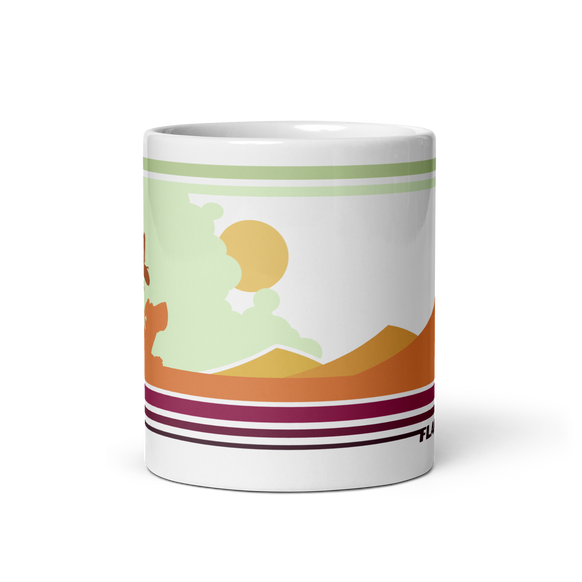 Flaming Cliffs retro mug