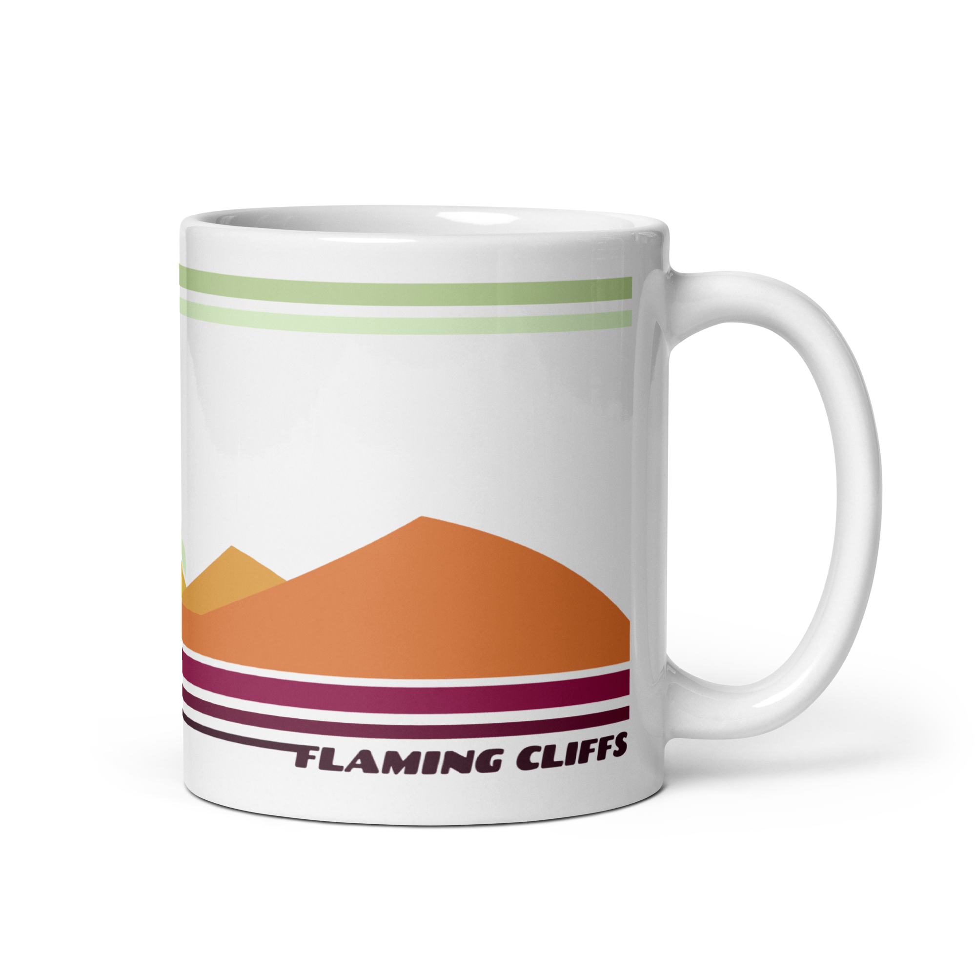 Flaming Cliffs retro mug