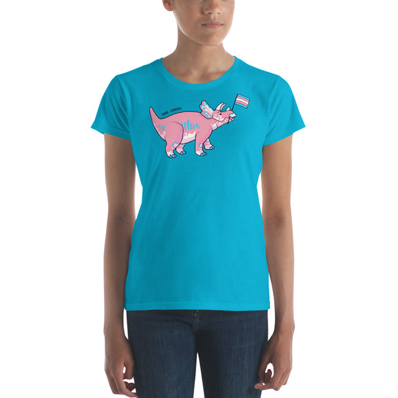 Triceratops Dinosaur Trans Pride Flag women's t-shirt