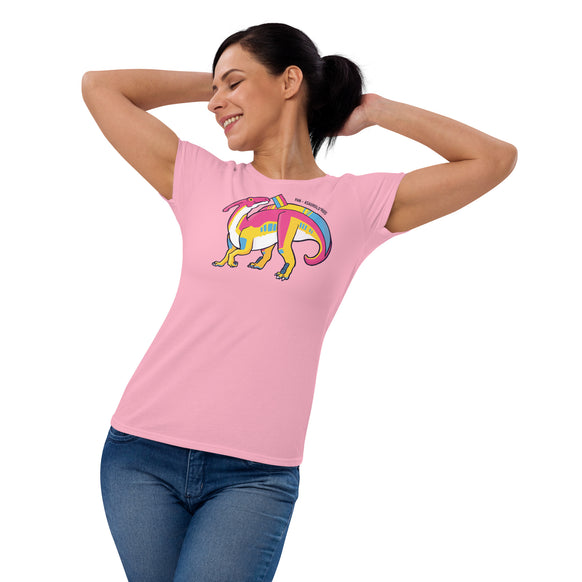 Parasaurolophus Dinosaur Pansexual Pride Flag women's t-shirt