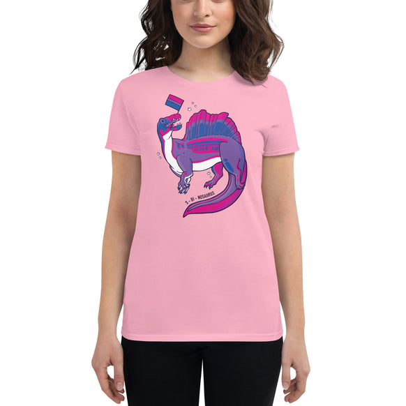 Spinosaurus Dinosaur Bisexual Pride Flag women's t-shirt