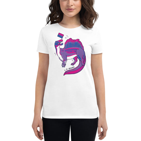 Spinosaurus Dinosaur Bisexual Pride Flag women's t-shirt