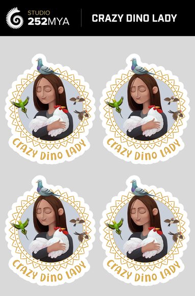 Crazy Dino Lady stickers