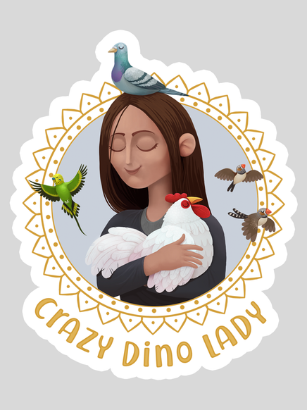 Crazy Dino Lady stickers