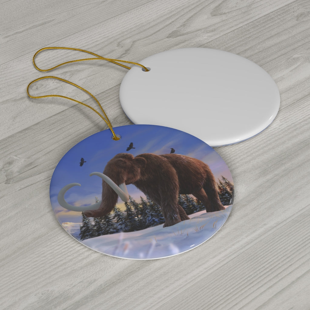 Woolly Mammoth round ceramic ornament