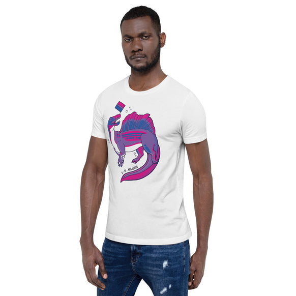 Spinosaurus Dinosaur Bisexual Pride Flag t-shirt