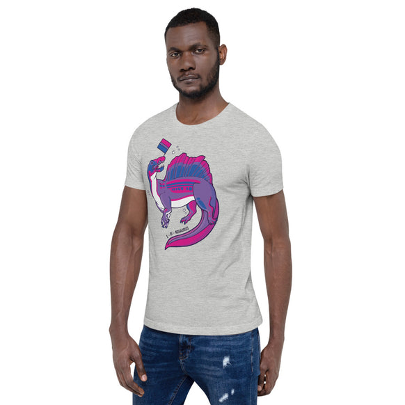 Spinosaurus Dinosaur Bisexual Pride Flag t-shirt