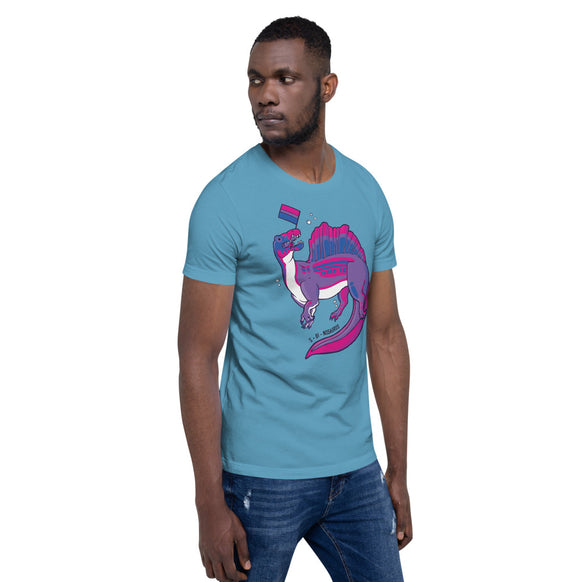 Spinosaurus Dinosaur Bisexual Pride Flag t-shirt