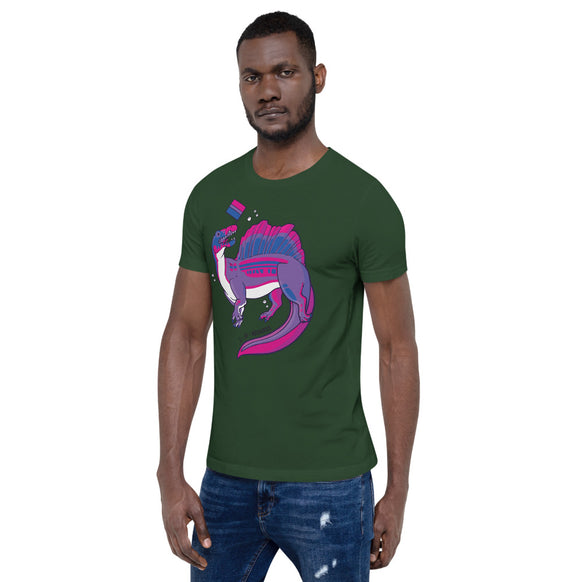 Spinosaurus Dinosaur Bisexual Pride Flag t-shirt