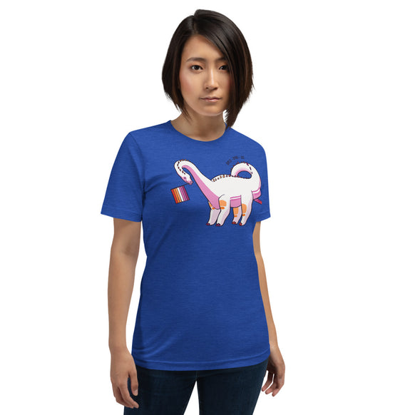 Diplodocus Dinosaur Lesbian Pride Flag t-shirt