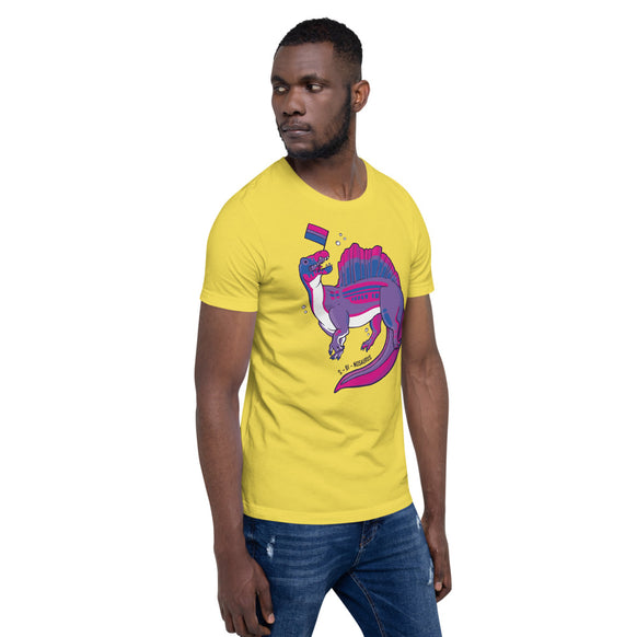 Spinosaurus Dinosaur Bisexual Pride Flag t-shirt