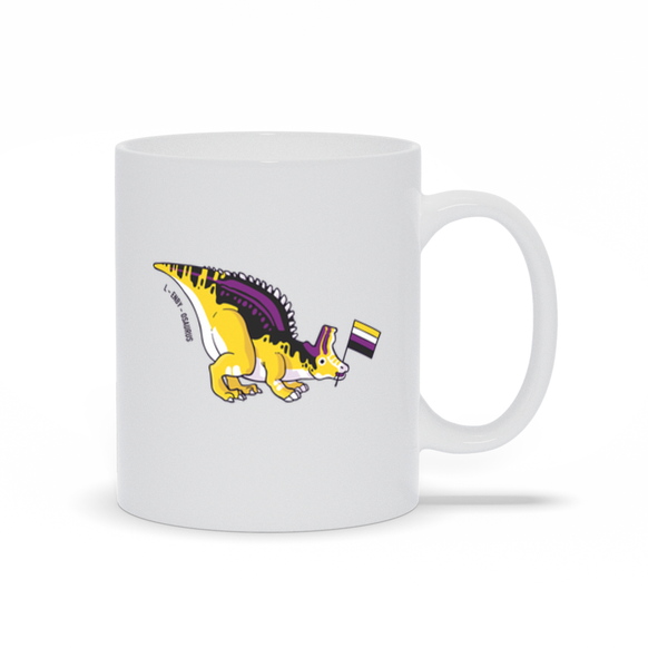 Lambeosaurus Dinosaur Non-binary Pride Flag mug