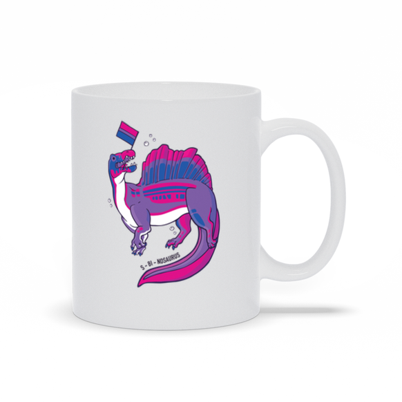 Spinosaurus Dinosaur Bisexual Pride Flag mug