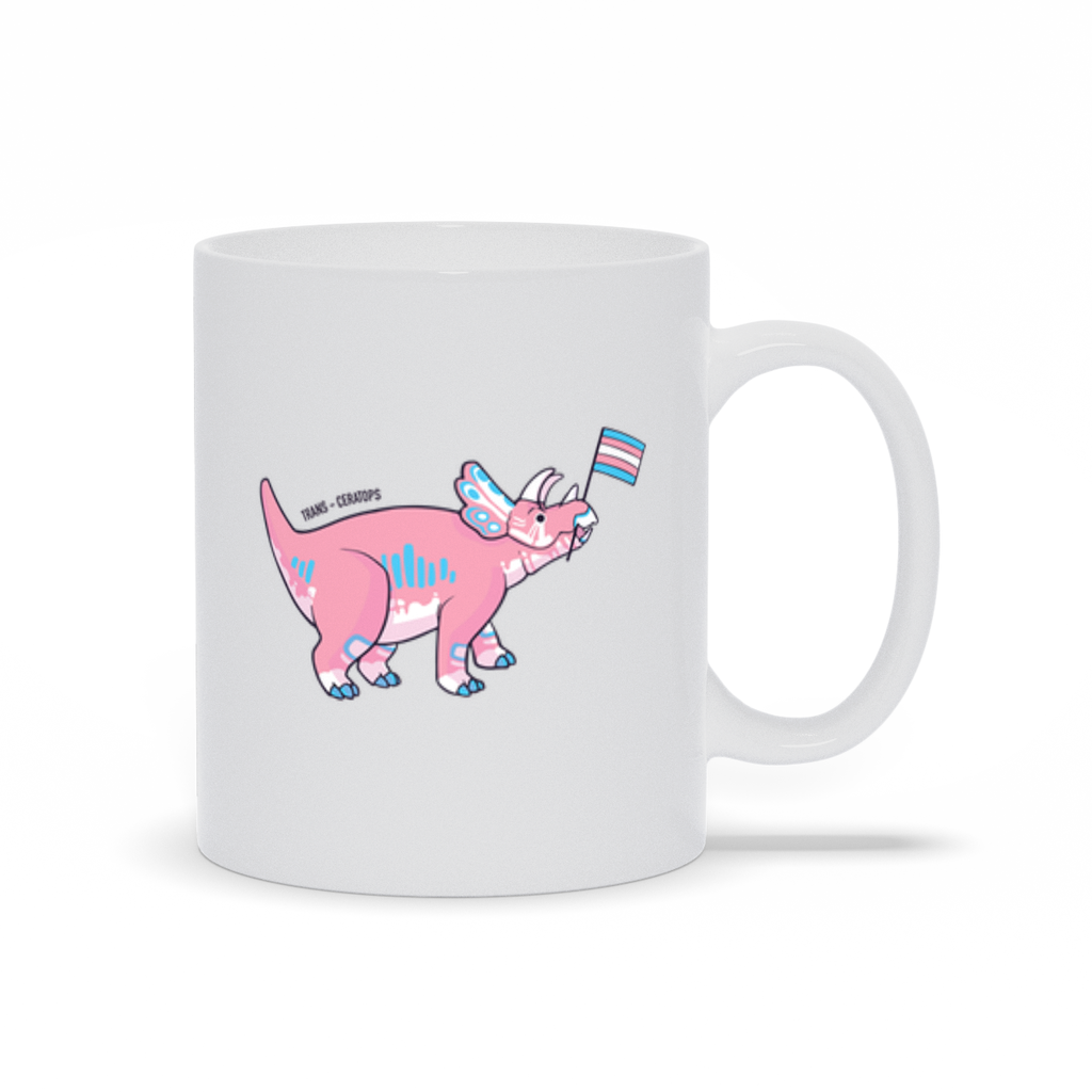 Triceratops Dinosaur Trans Pride Flag mug